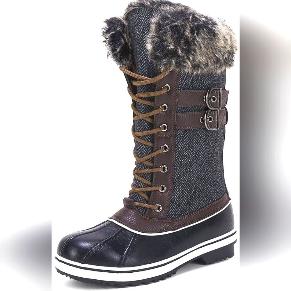 (B-1330) Womens Duck Snow Boots Fuzzy Fur Warm Waterproof Size 5 - Picture 8 of 9